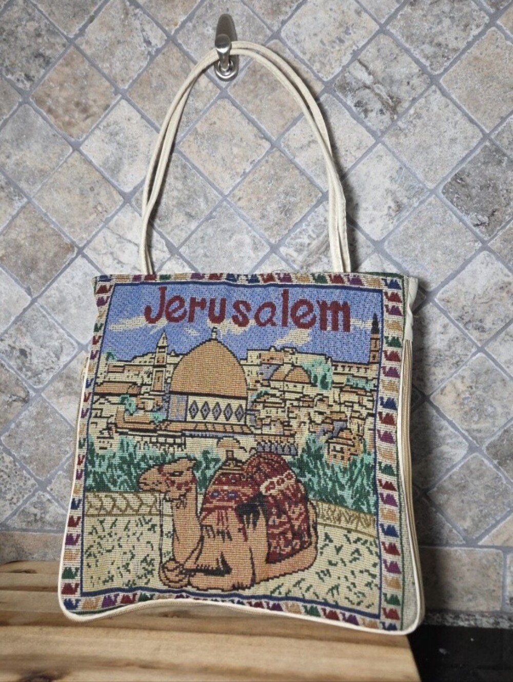 Jerusalem Carrier Holy Land Tapestry Camel Temple Israel Souvenir Tote Bag